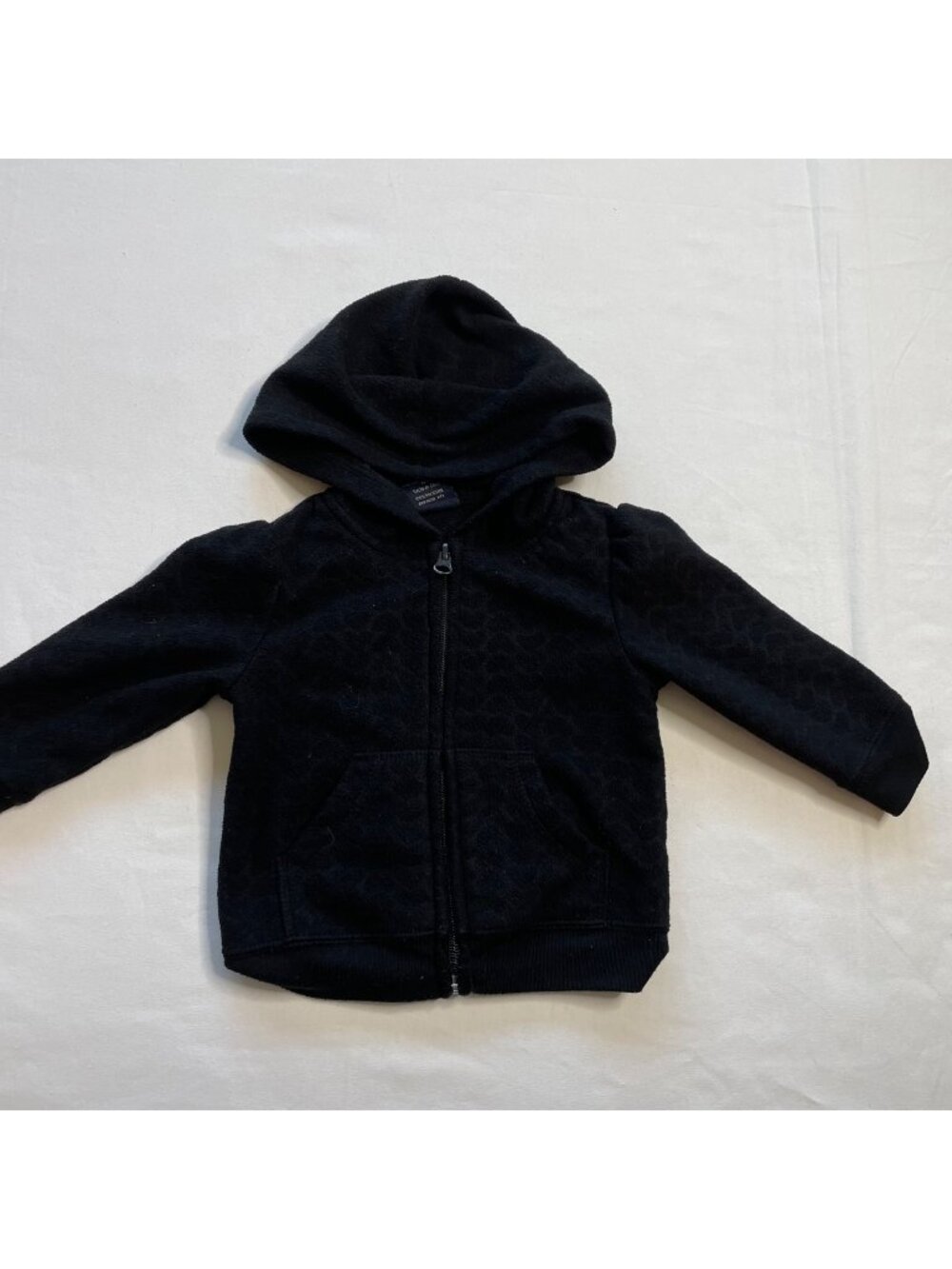 Faded Glory Baby Black Fleece Zip-Up Hoodie With Front Pockets 12M